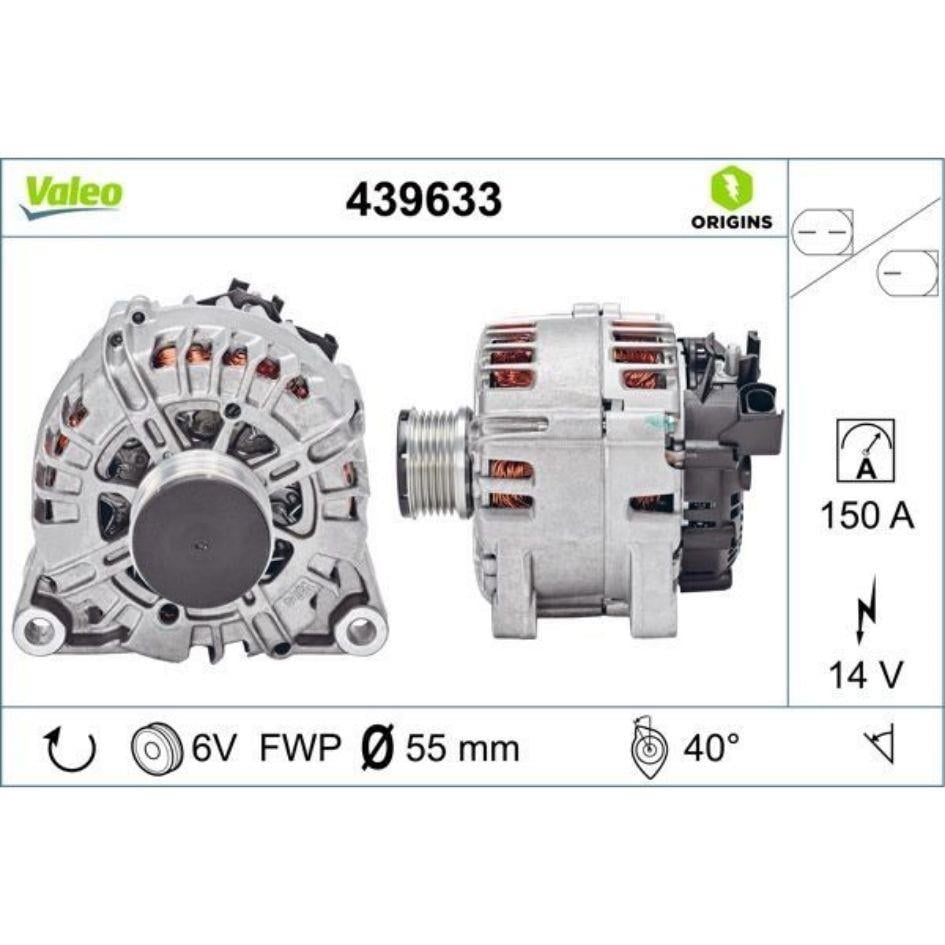 Valeo 12V Alternatör Dinamo 150 A (LIN) Ford Fiesta/Focus 1.4-1.6 TDCI / Mazda 2 / Volvo S80