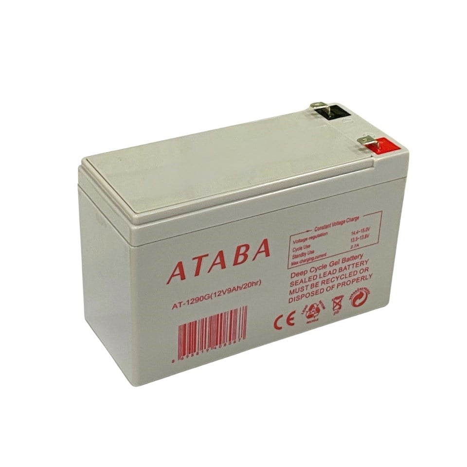 ATABA 12-90G ATABA 12V 9 AH DEEP CYCLE JEL AKÜ (BÜYÜK FİŞLİ 6.3 MM) (150*65*90) (2.45 KG)