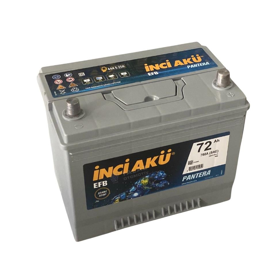 INCI 1011017 İNCİ 12V 72 AH AKÜ EFB PANTERA 760 A (SAE) (START-STOP) (264*175*225) (YÜKSEK DÜZ)