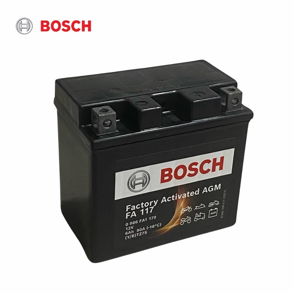BOSCH 0986FA1170 BOSCH 12V 6 AH MOTOSİKLET AKÜSÜ AGM 90 A (EN) (113*70*105) (FA117) (YTZ7S) (BTZ7S)