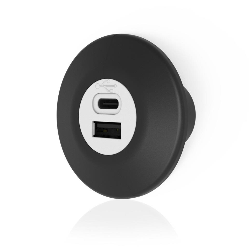 SANEL SUC2AC-B SANEL 12V-24V TELEFON ŞARJ CİHAZI (USB+TYPE-C) (1.1A/1A) (MAVİ LED IŞIK)