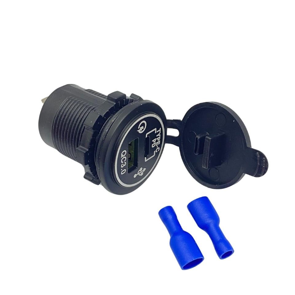 MOTORAID MT-SK67 12V-24V TELEFON ŞARJ CİHAZI (USB+TYPE-C) (1.5A X 2) (28 MM)