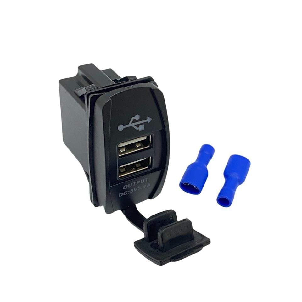 MOTORAID MT-UM03 12V-24V TELEFON ŞARJ CİHAZLI (USB) (3.1A) (ANAHTAR TİPİ) (MAVİ IŞIK)