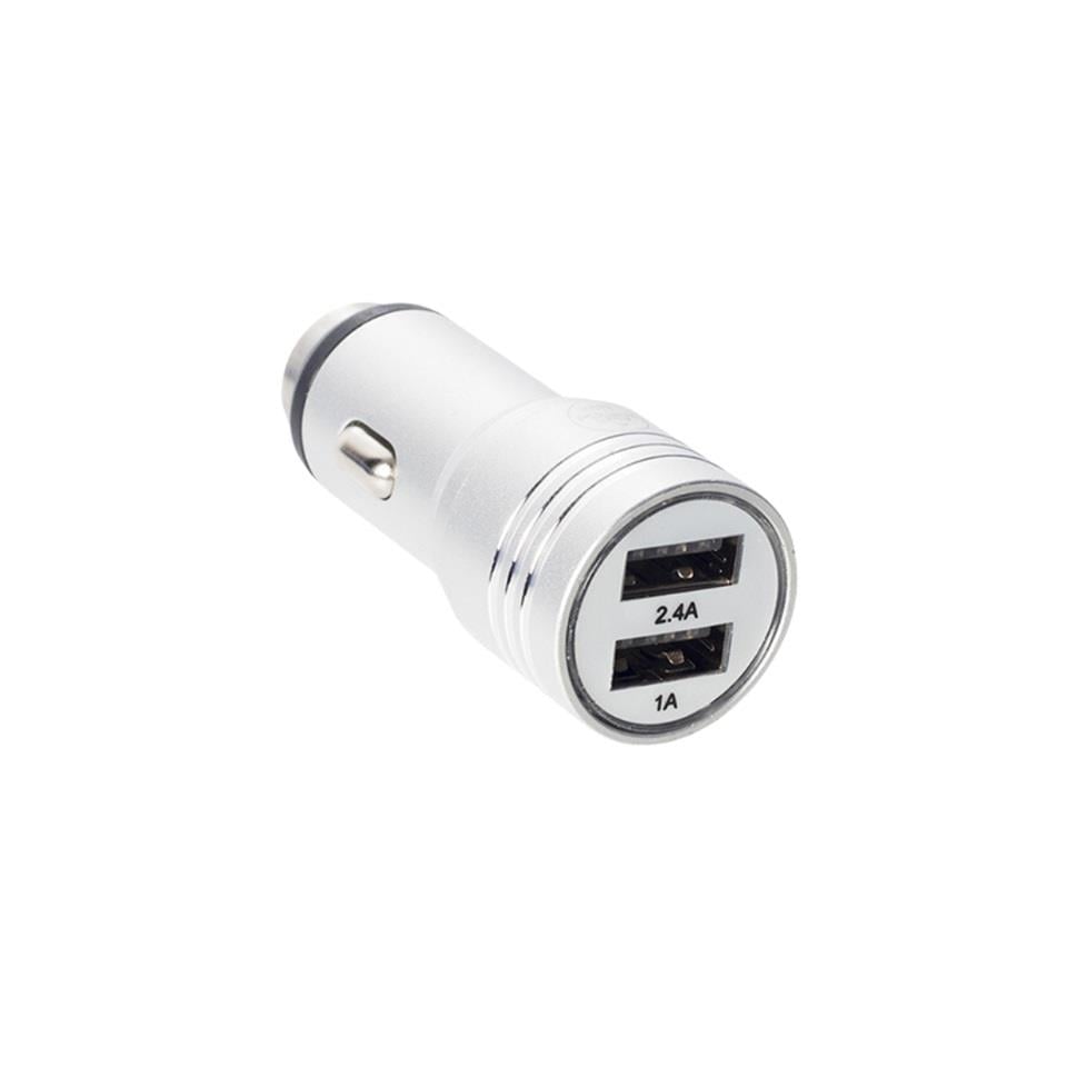 POWERWAY X633 12V-24V TELEFON ŞARJ CİHAZI 2.4 A/1 A (ÇAKMAK GİRİŞLİ) (2 X USB GİRİŞLİ) GÜMÜŞ GRİ