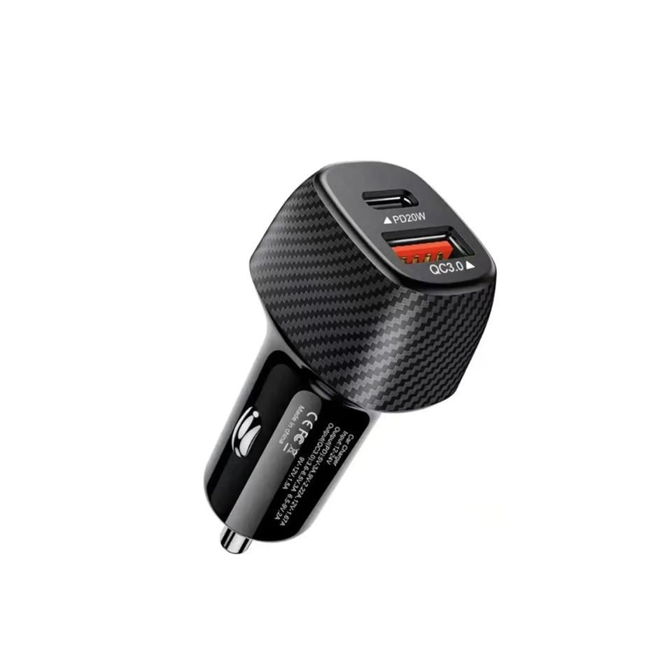 YLZ FR-181 12V-24V TELEFON ŞARJ CİHAZI HIZLI ŞARJ (ÇAKMAK GİRİŞLİ) (USB+TYPE-C) (QC3.0+PD20) SİYAH