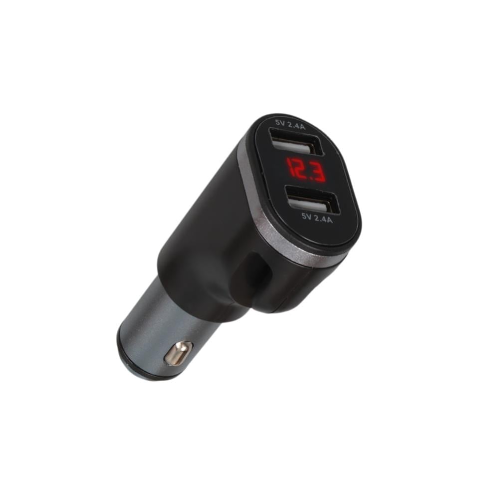 OLESSON 1648 12V-24V TELEFON ŞARJ CİHAZI 2.4 A VOLTAJ GÖSTERGELİ (ÇAKMAK GİRİŞLİ) (2 X USB GİRİŞLİ)